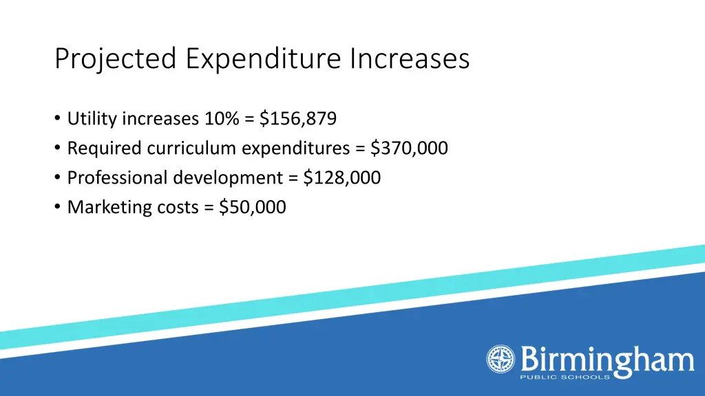 projected expenditure increases