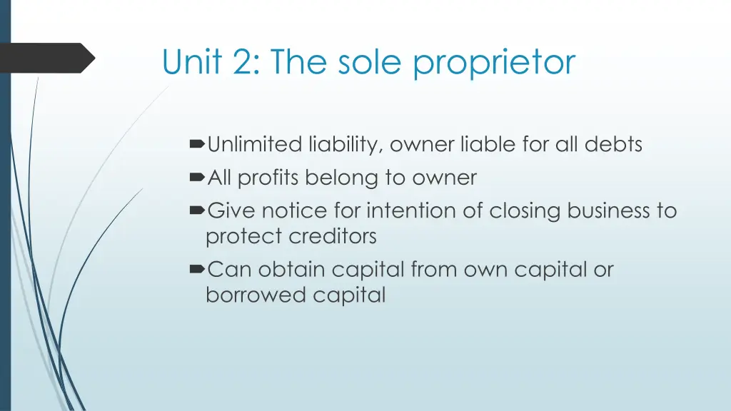 unit 2 the sole proprietor 2