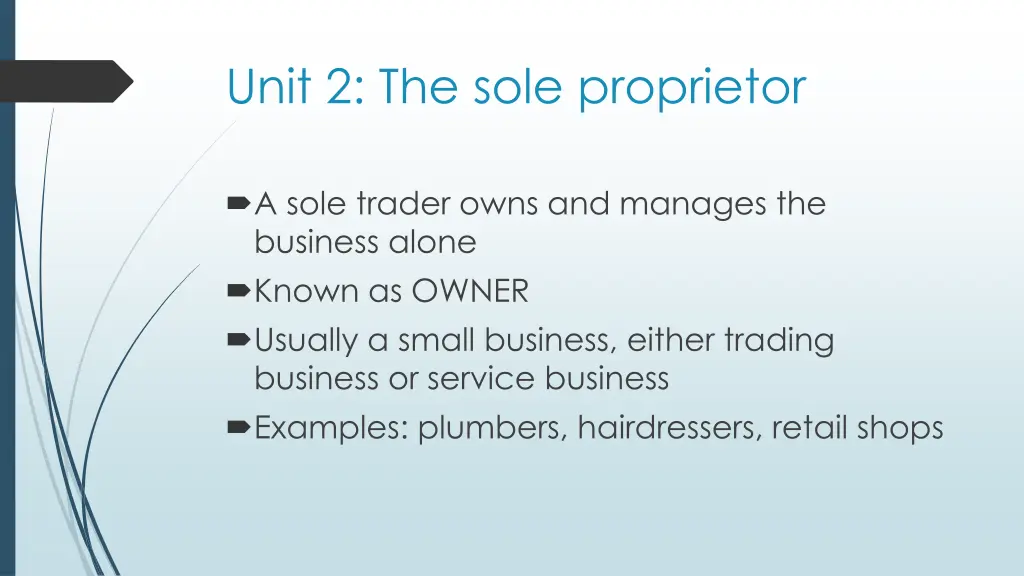 unit 2 the sole proprietor