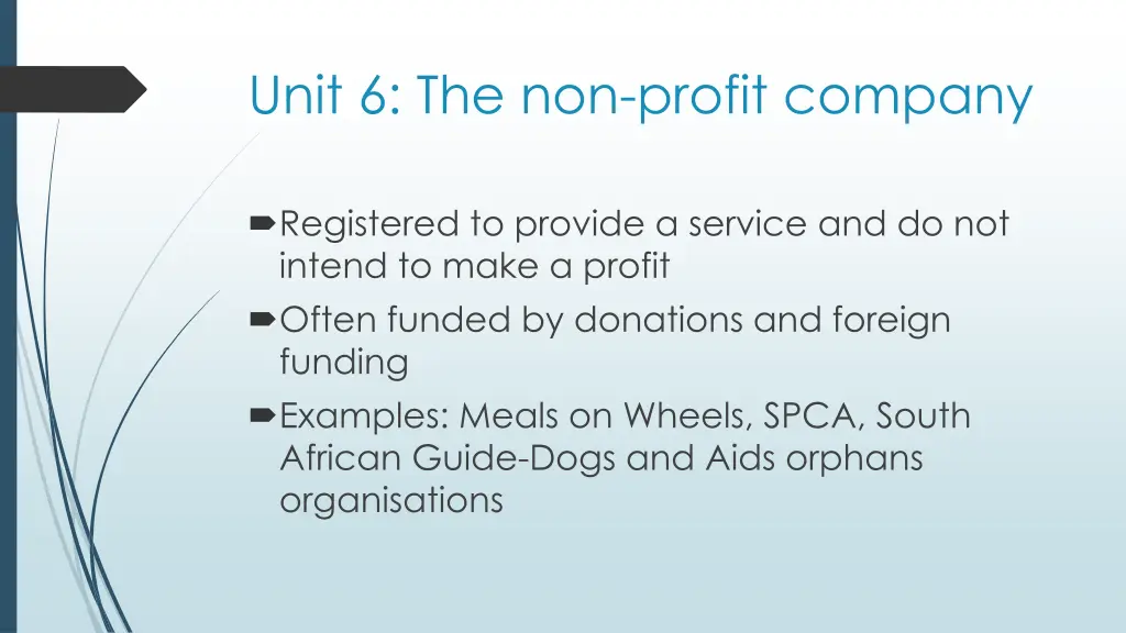 unit 6 the non profit company