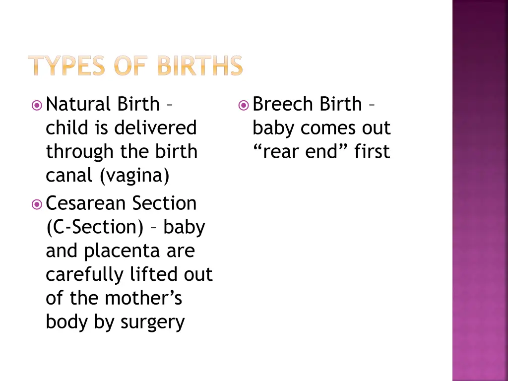 types of births