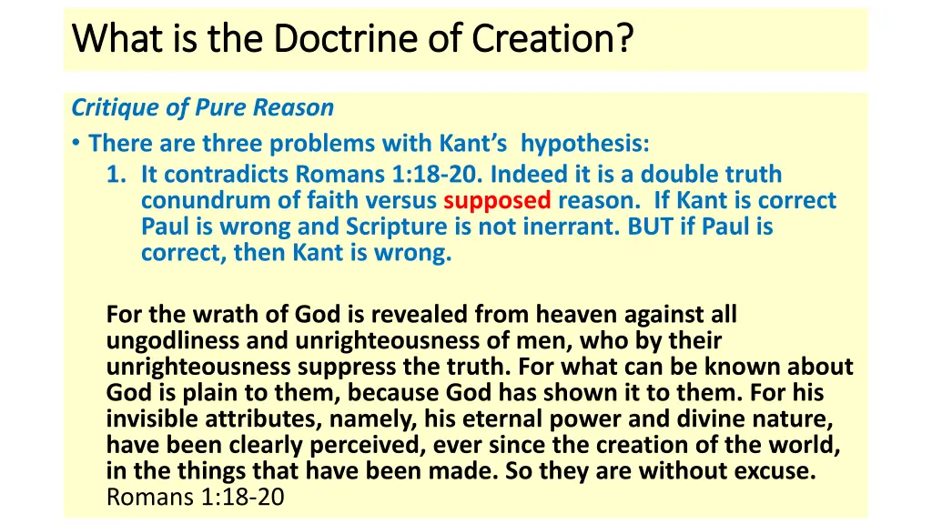 what is the doctrine of creation what 1