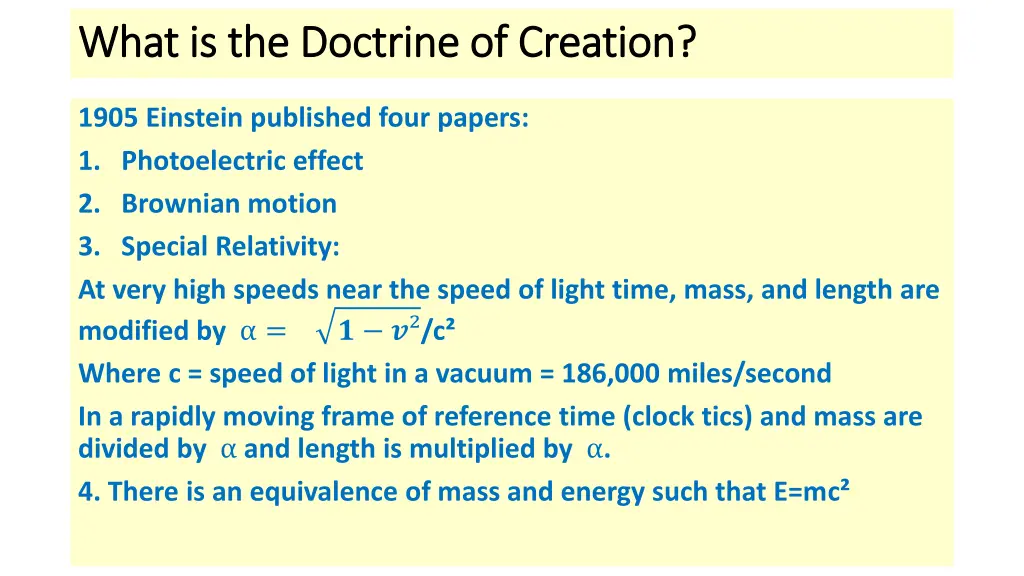 what is the doctrine of creation what 6