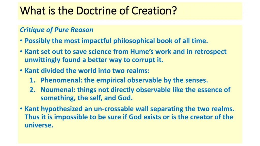 what is the doctrine of creation what