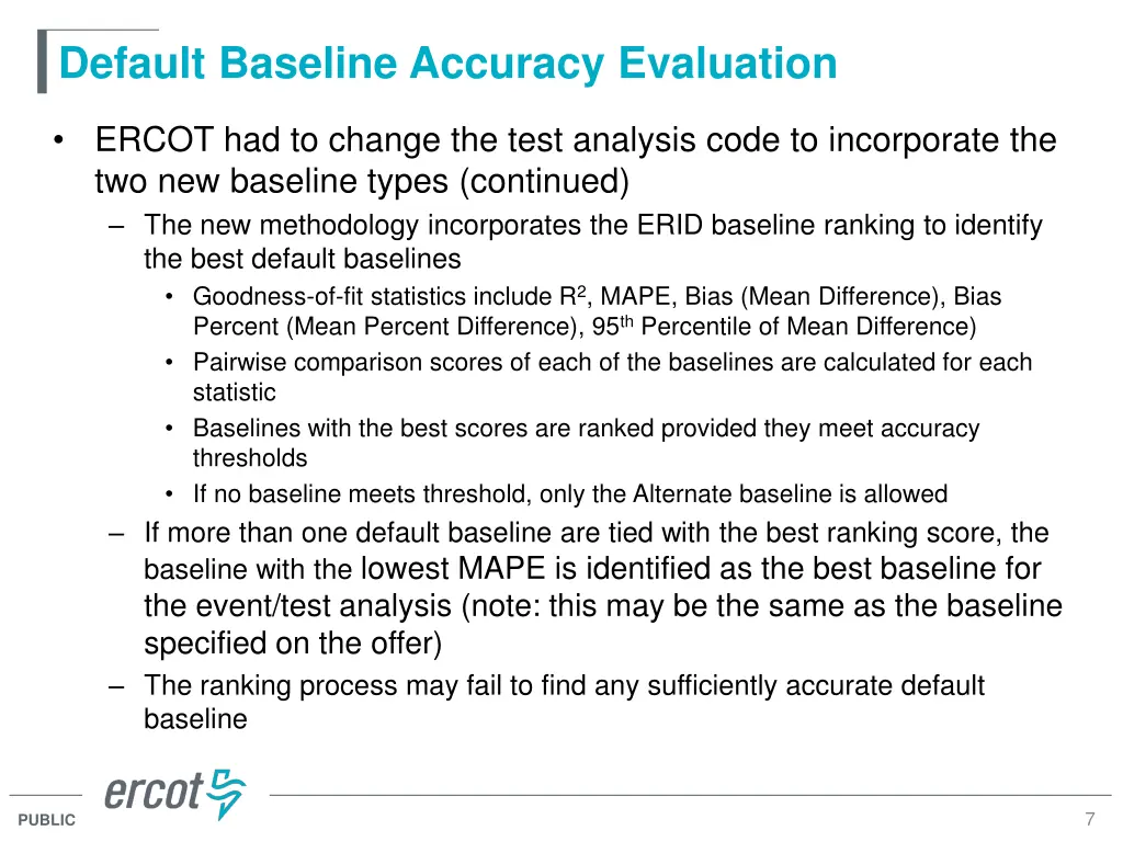 default baseline accuracy evaluation