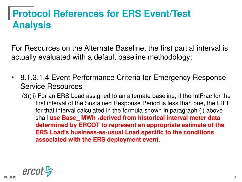 protocol references for ers event test analysis