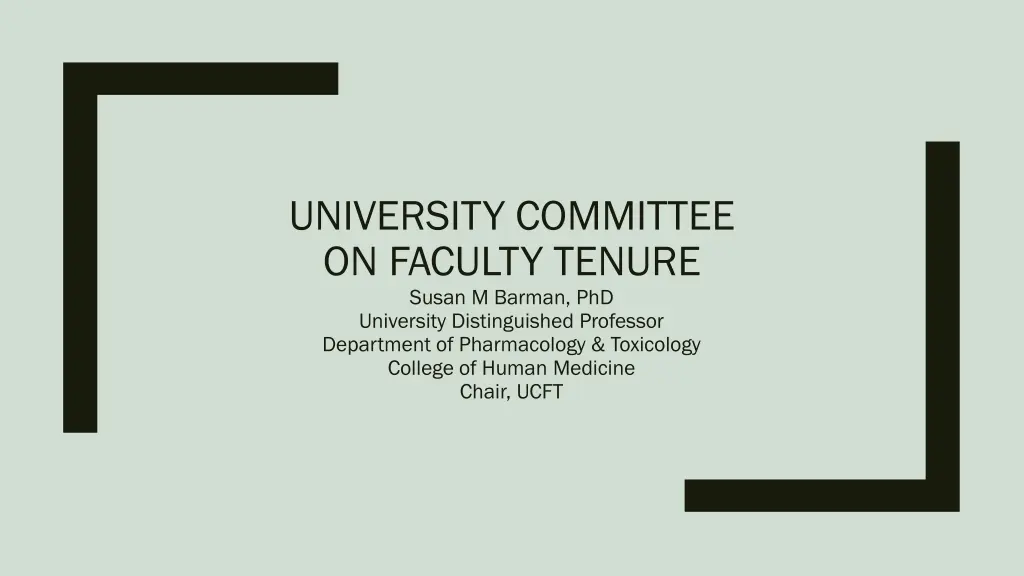 university committee on faculty tenure susan