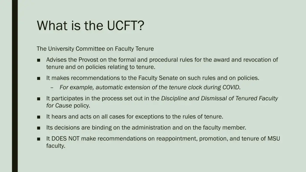 what is the ucft