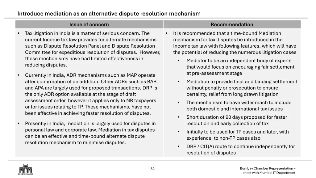 introduce mediation as an alternative dispute