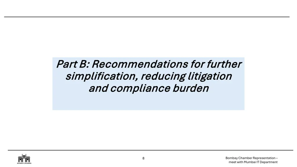 part b recommendations for further part