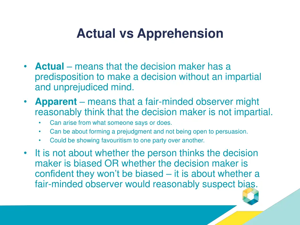 actual vs apprehension