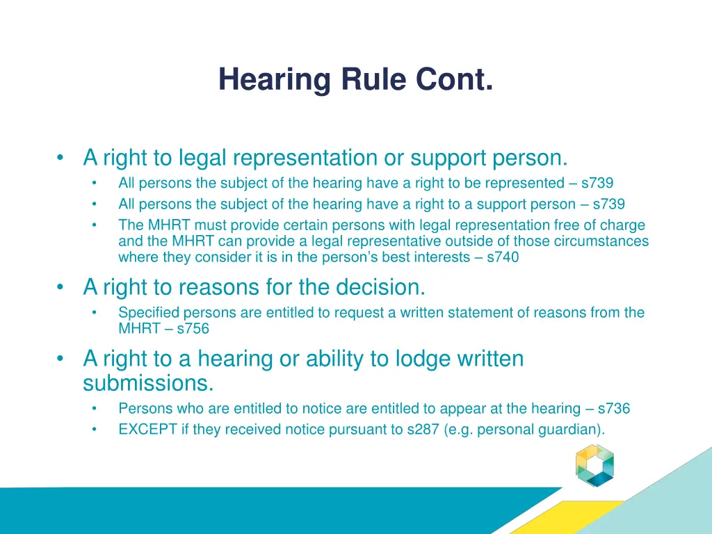 hearing rule cont