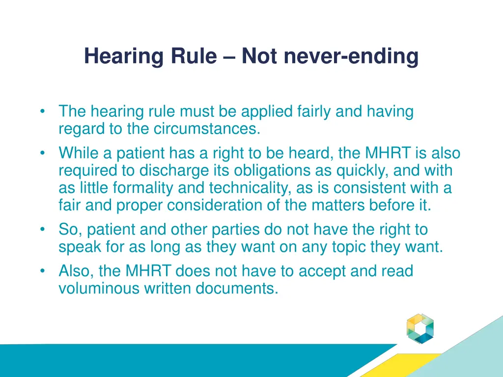 hearing rule not never ending
