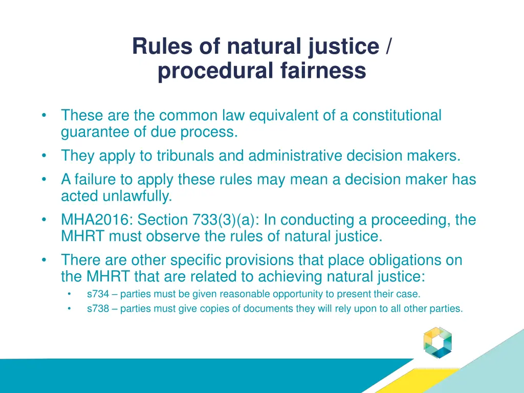 rules of natural justice procedural fairness