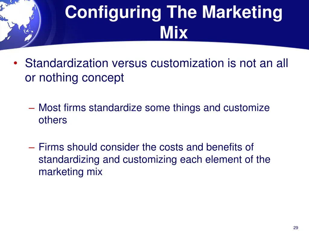 configuring the marketing mix