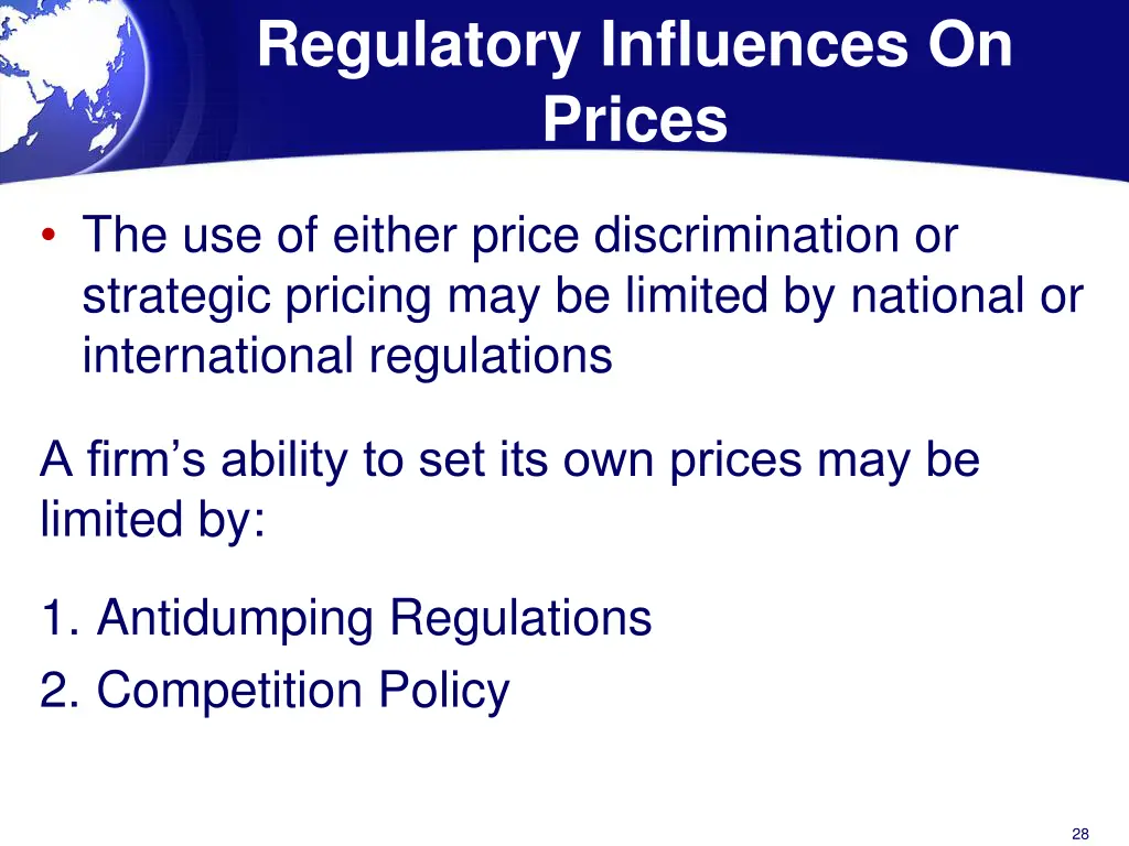 regulatory influences on prices
