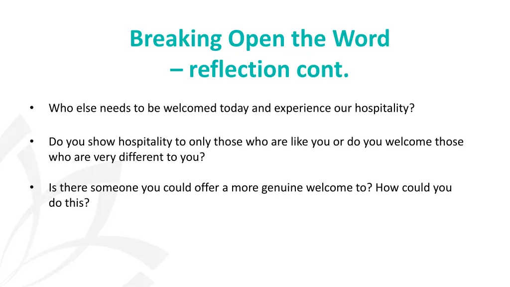 breaking open the word reflection cont 1