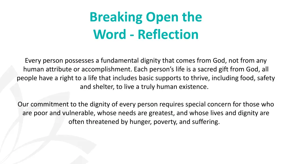 breaking open the word reflection