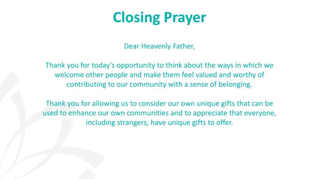 closing prayer