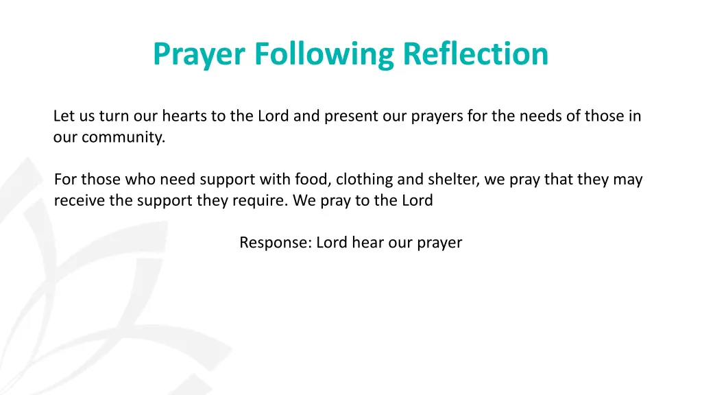 prayer following reflection