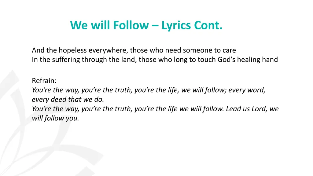 we will follow lyrics cont