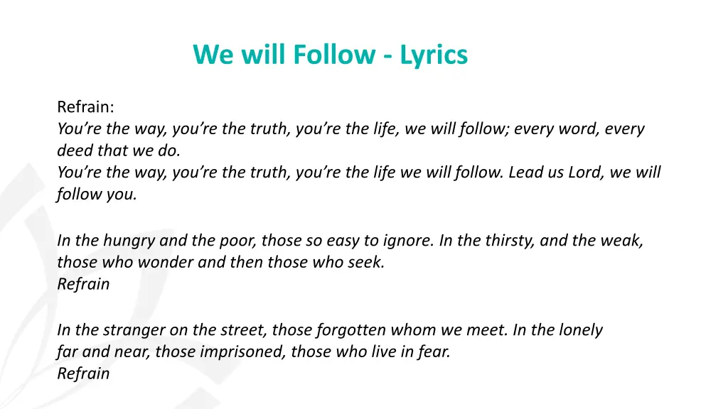 we will follow lyrics