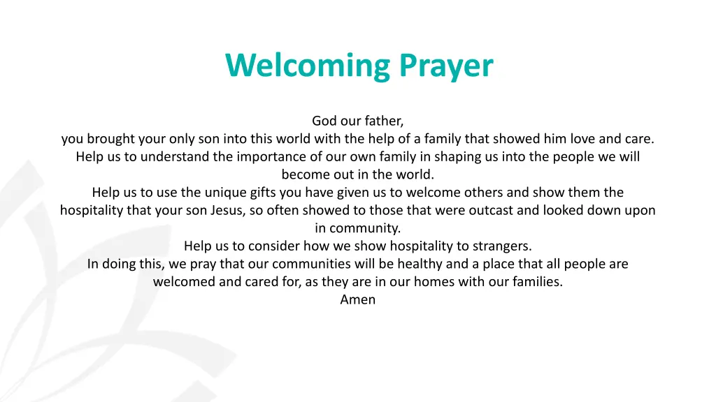 welcoming prayer