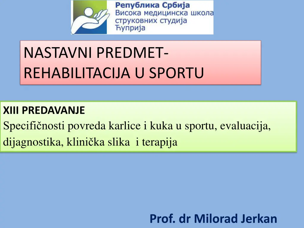 nastavni predmet rehabilitacija u sportu