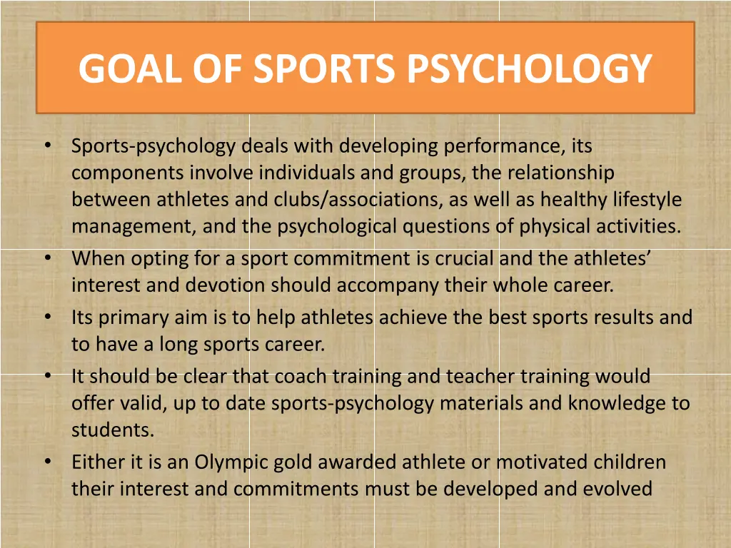 goal of sports psychology