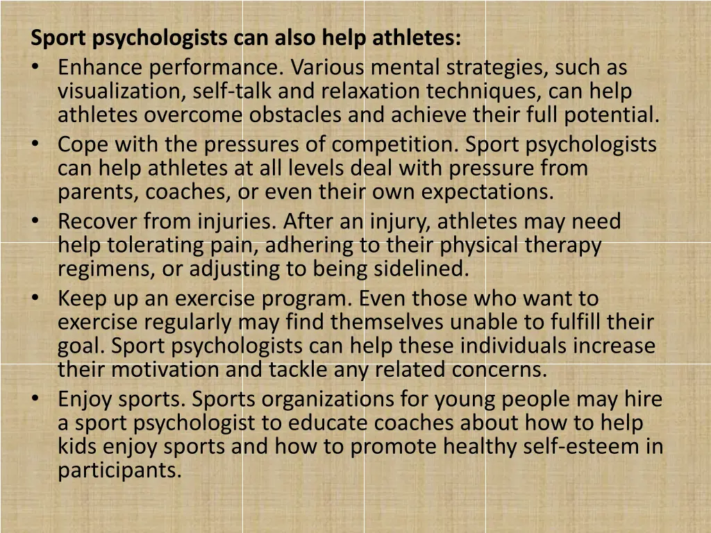 sport psychologists can also help athletes