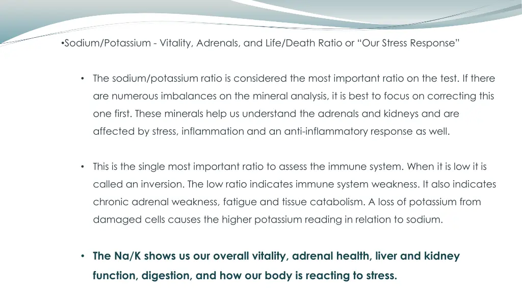 sodium potassium vitality adrenals and life death