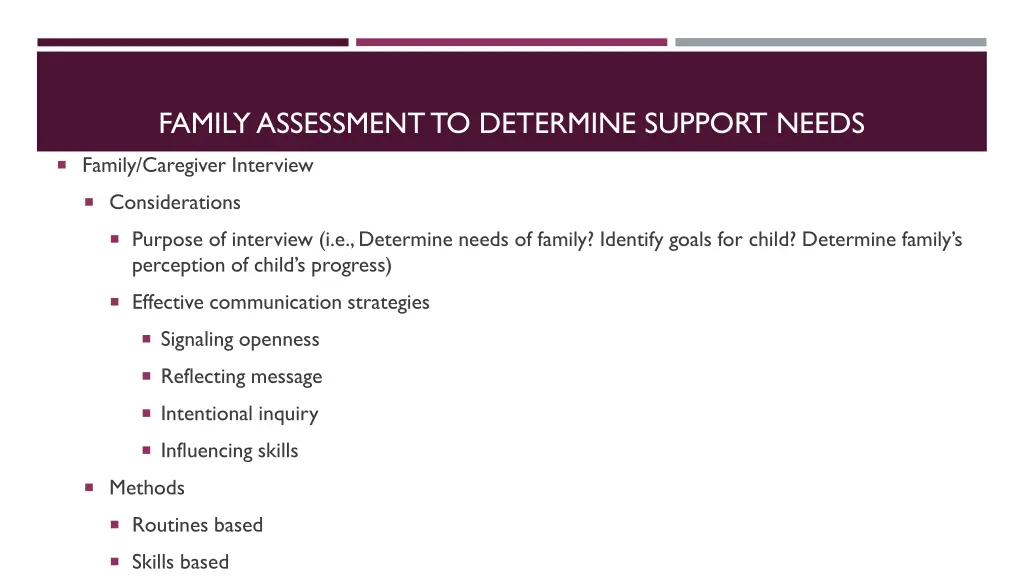 family assessment to determine support needs