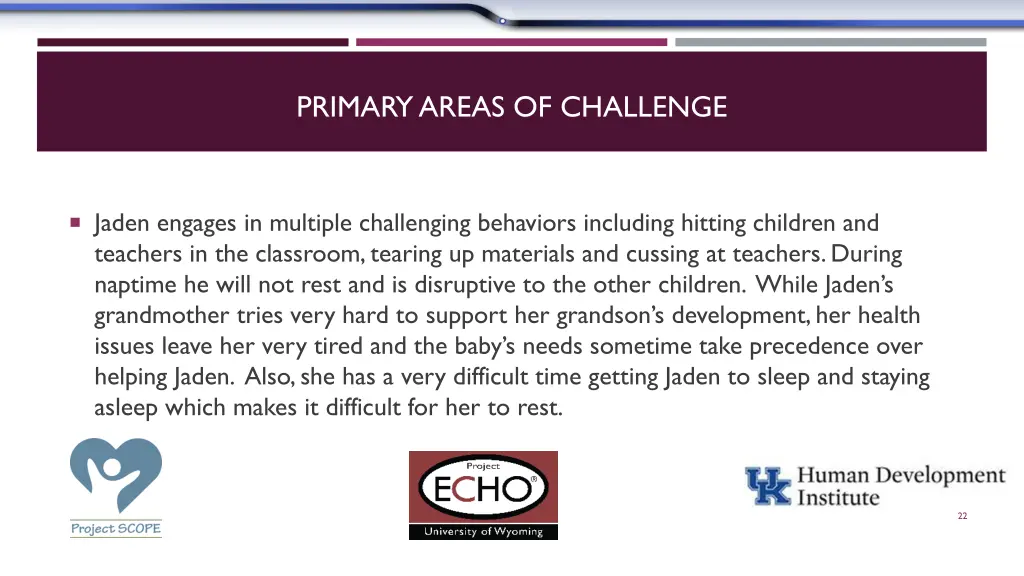 primary areas of challenge