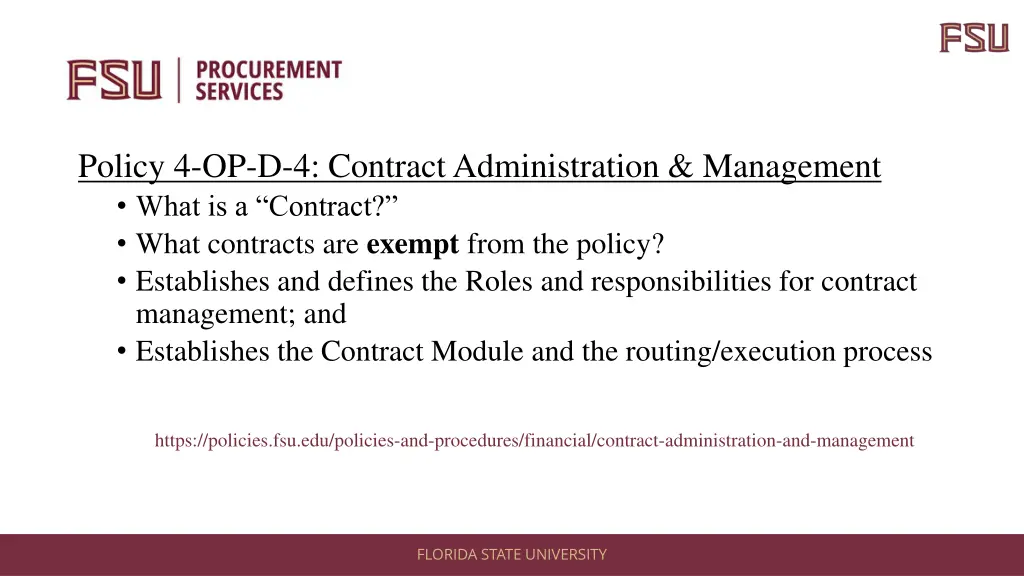 policy 4 op d 4 contract administration