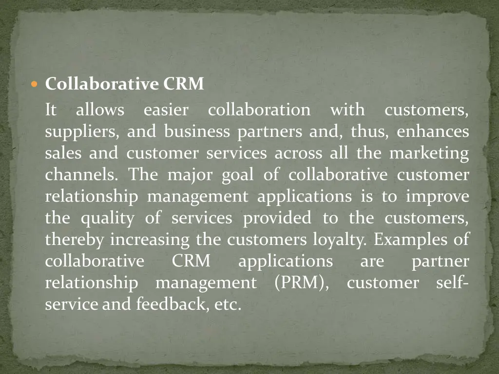 collaborative crm it allows suppliers