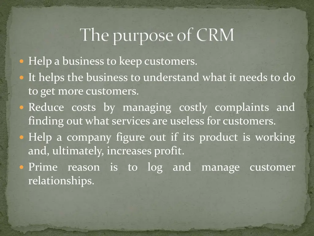 the purpose of crm
