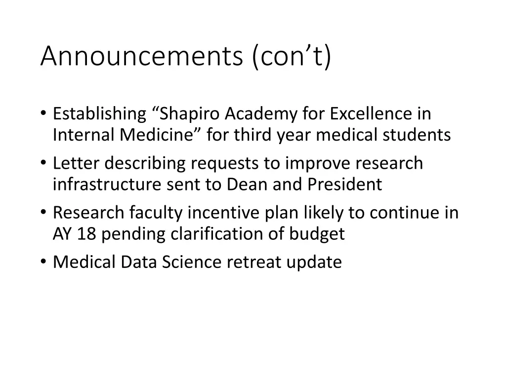 announcements con t