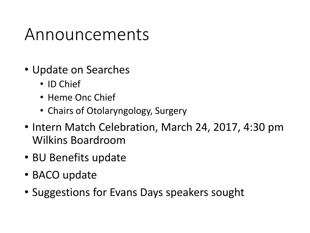 announcements