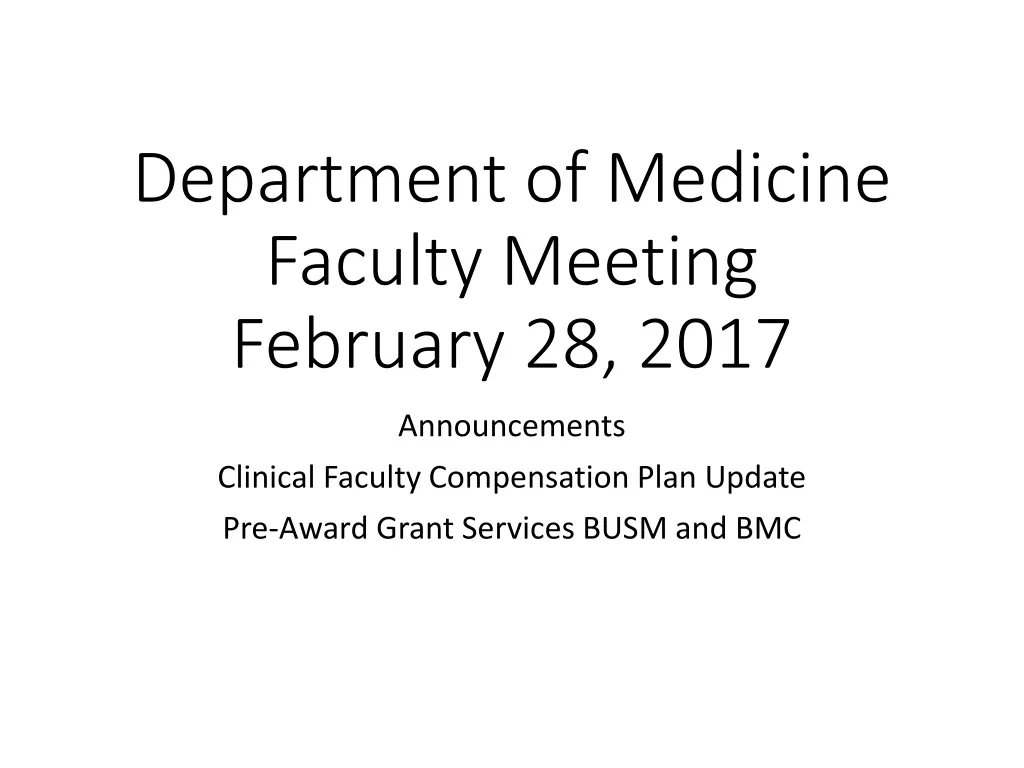 department of medicine faculty meeting february