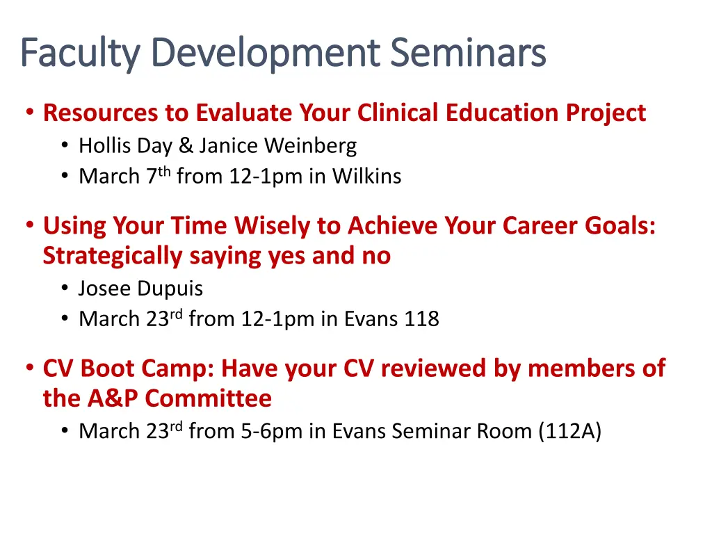 faculty development seminars faculty development