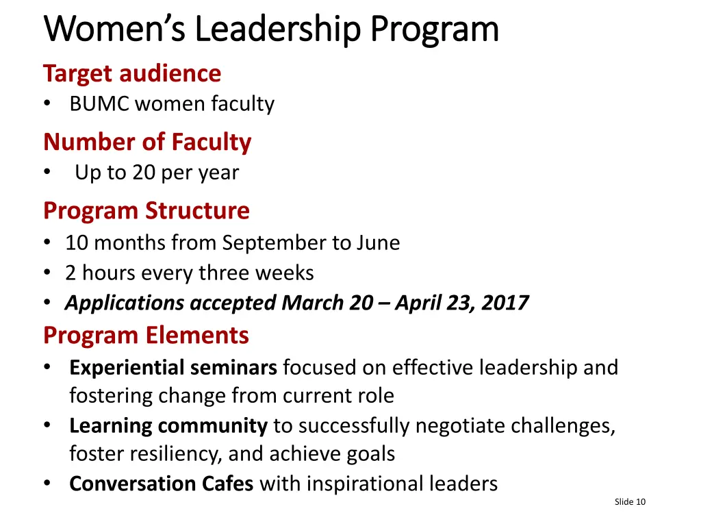 women s leadership program women s leadership