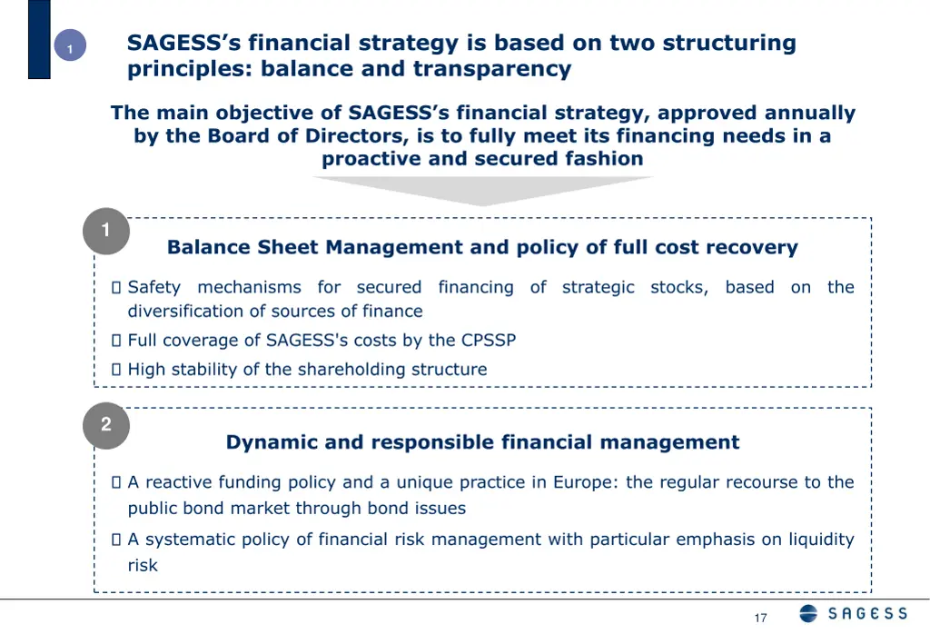 sagess s financial strategy is based