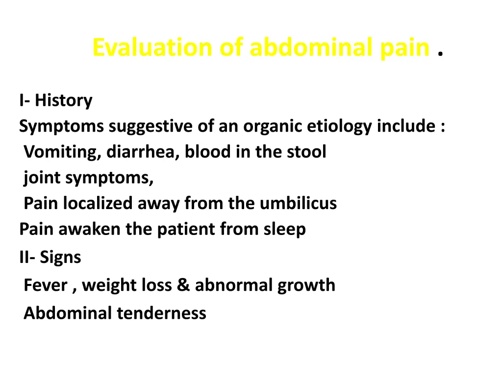 evaluation of abdominal pain