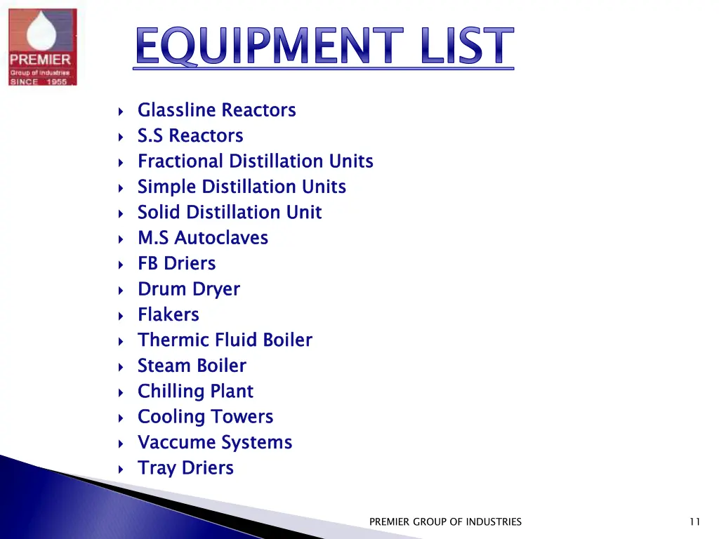 equipment list