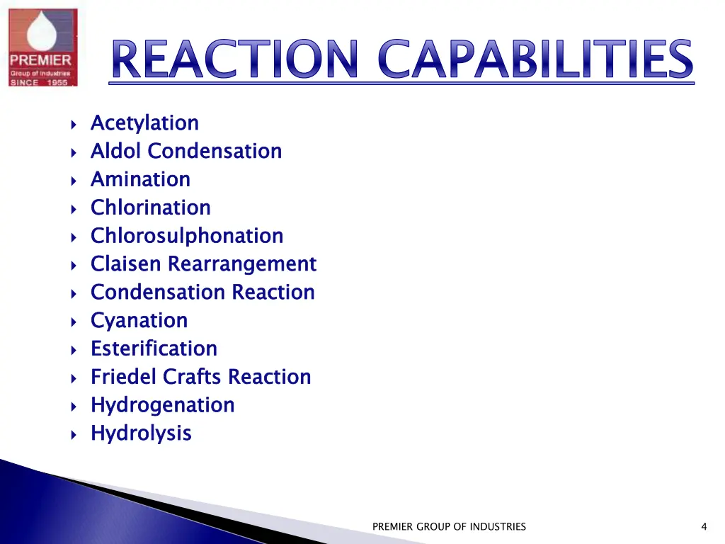 reaction capabilities acetylation aldol amination