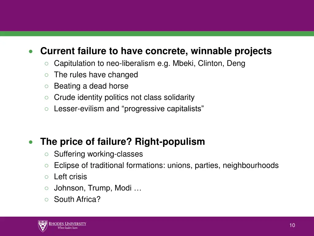 current failure to have concrete winnable