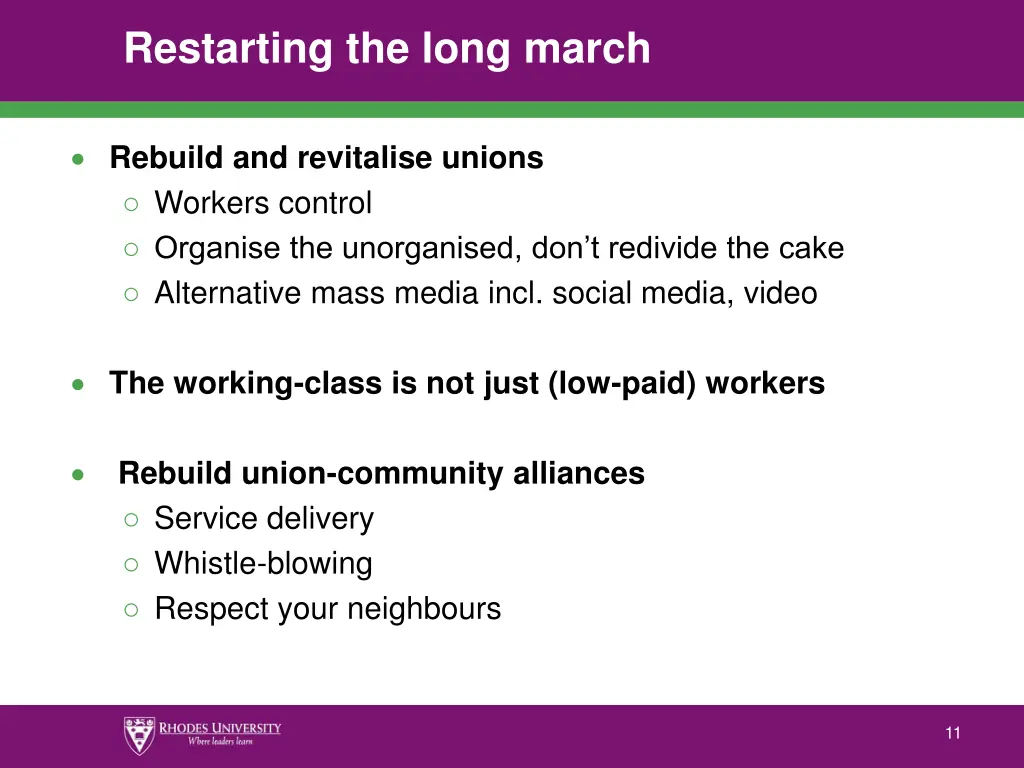 restarting the long march