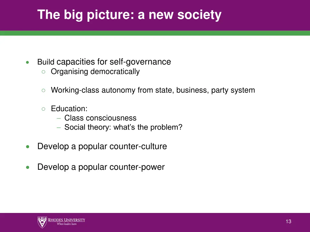 the big picture a new society