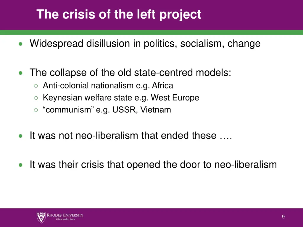 the crisis of the left project