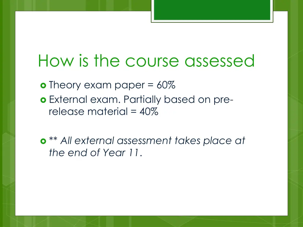 how is the course assessed